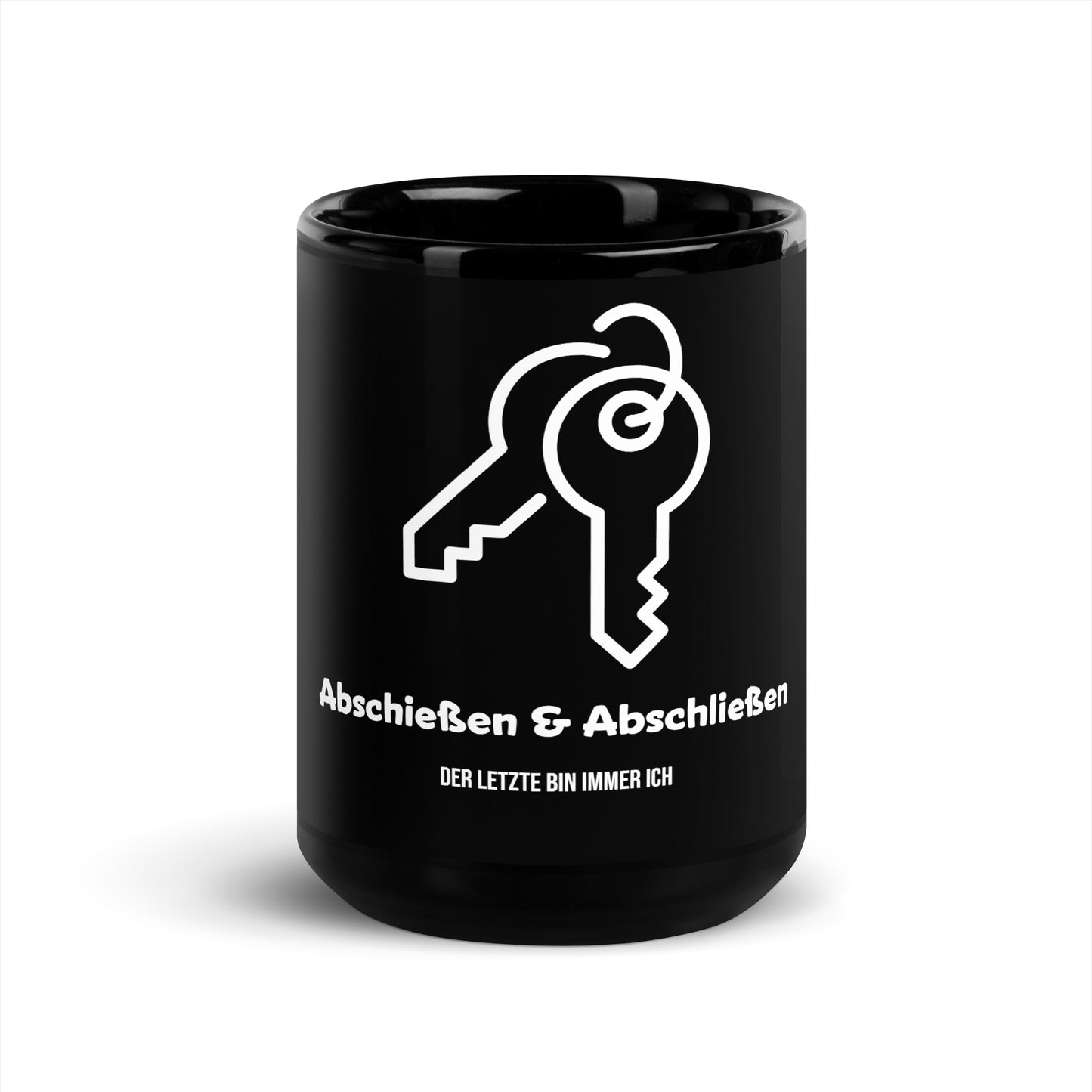 Abschießen & Abschließen Schwarze glänzende Tasse