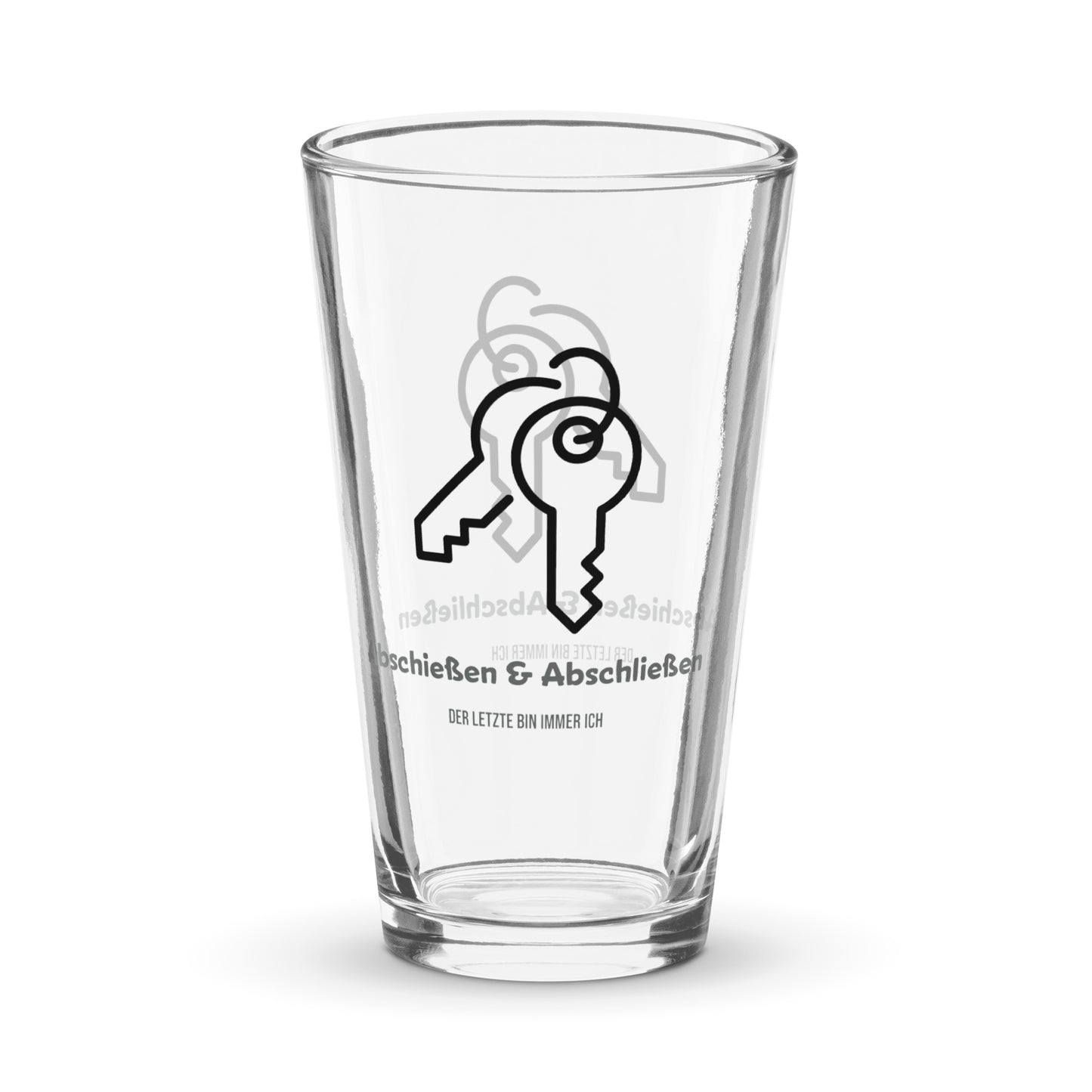 Abschießen & Abschließen Pint-Glas