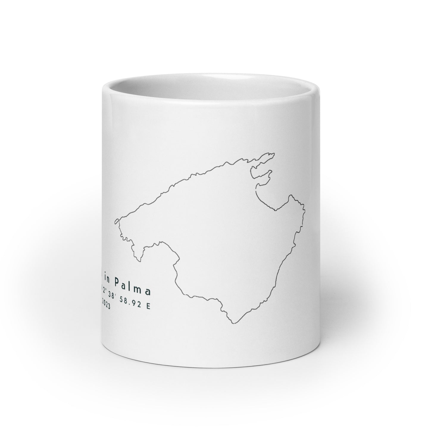 Insel Koordinaten - Weiße, glänzende Tasse